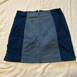 Free People Two-Tone Blue Denim Panel Mini Skirt